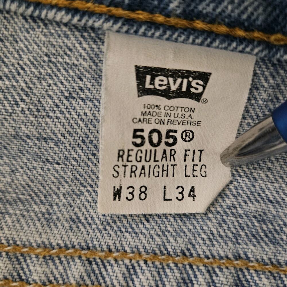 VTG Levi's 505 Regular Fit Straight Leg Red Tab Jeans 38x34 Light Wash USA '94 - Picture 8 of 9